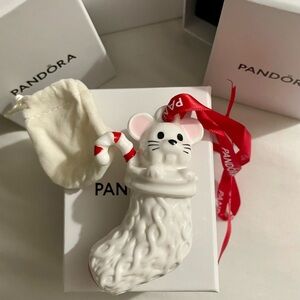 Pandora Holiday 2023 Porcelain Mouse Christmas Ornament With Box (Retired)